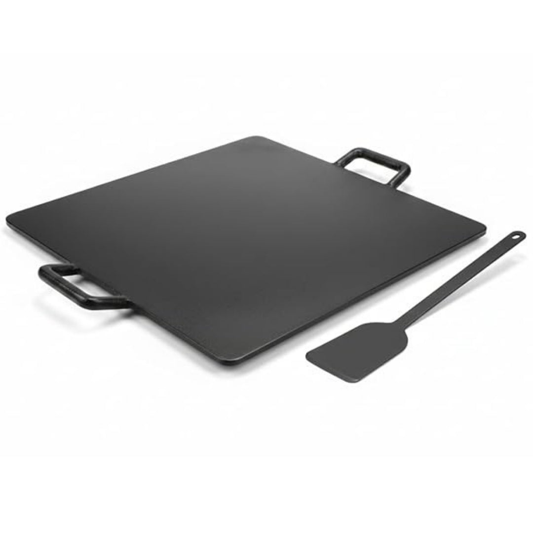 12 Inch Cast Iron Dosa Tawa with Free Turner, Pre-Seasoned Heavy Duty Flat Tawa with Dual Handles, Induction & Gas Stove Compatible, Ideal for Crispy Dosa, Roti, Chapati, Paratha & Pancakes