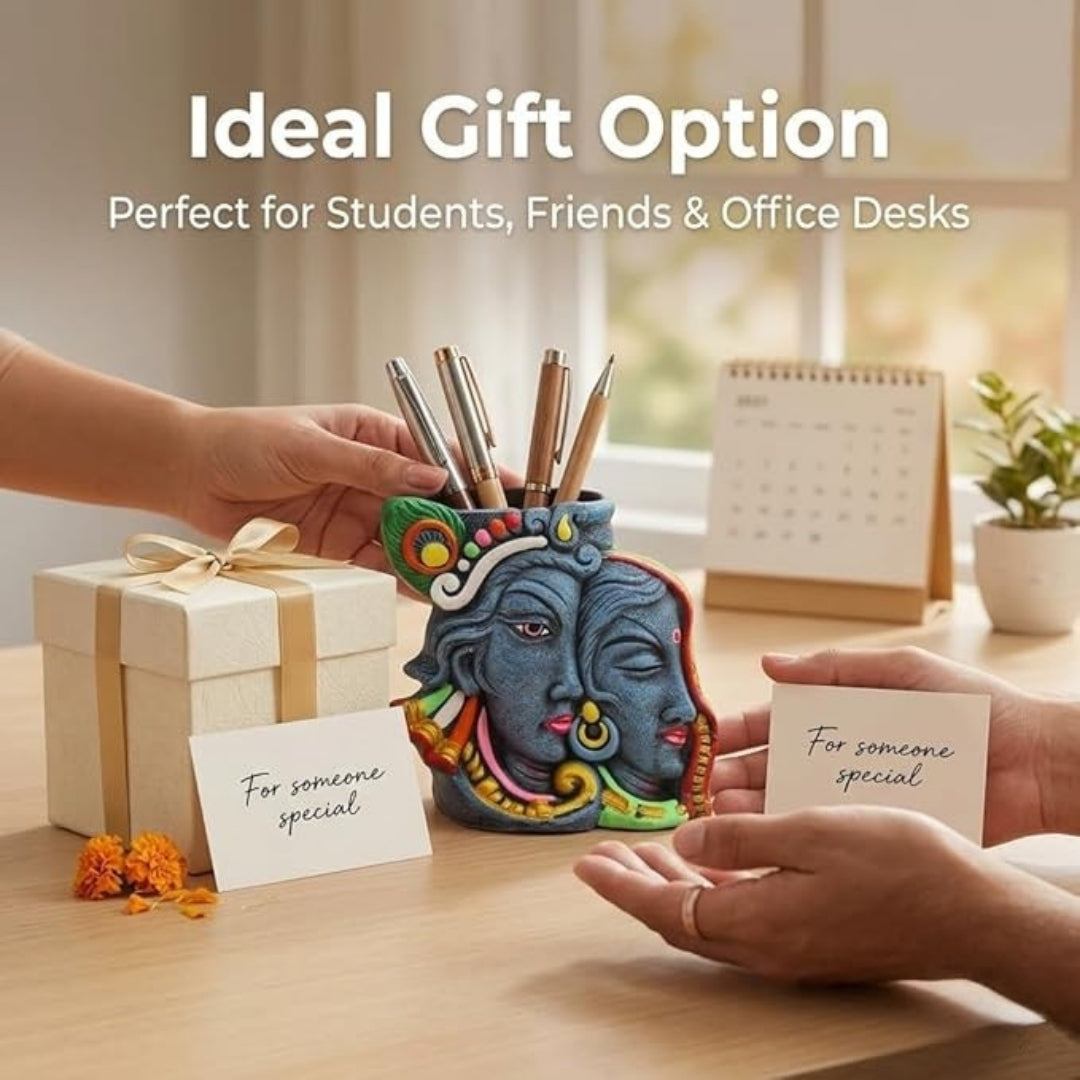 Clay Pen & Pencil Holder – Aesthetic Shivan Parvati Design Pen Stand