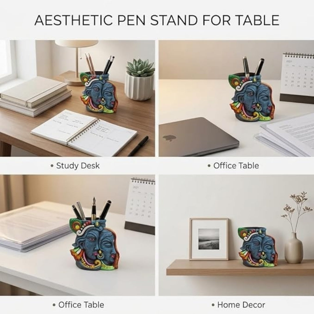 Clay Pen & Pencil Holder – Aesthetic Shivan Parvati Design Pen Stand