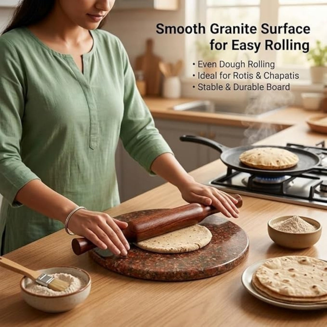 Granite Stone Roti Rolling Board – 12 Inch, Red