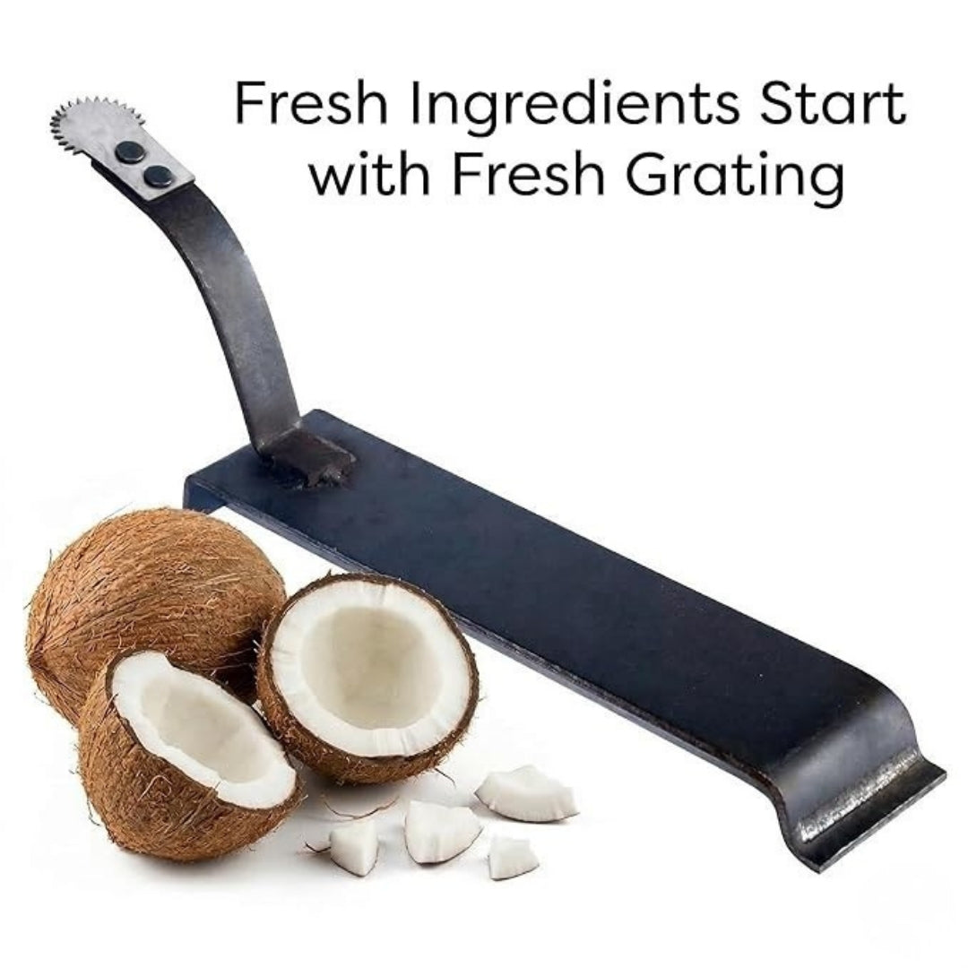 Coconut Scraper Manual – Traditional Thengai Thuruvi, Iron (Black)