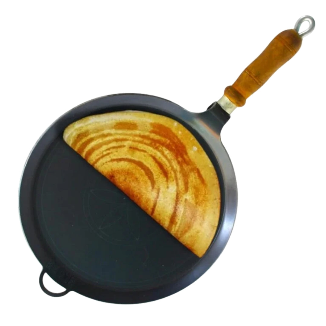 Iron Dosa & Roti Tawa with Wooden Handle – 10 Inch