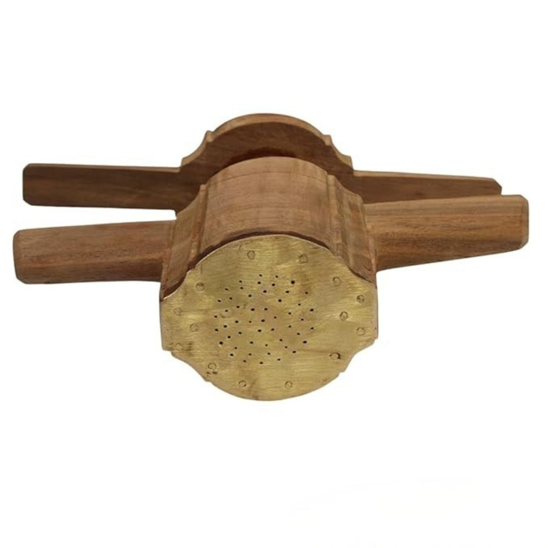 Teak Wood Idiyappam Maker with Brass Bottom Sheet & Wooden Handle