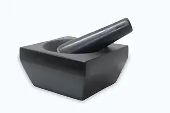 Pure Granite Square Mortar & Pestle (Black, 6 Inch)