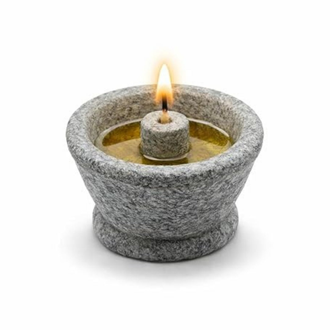Granite Stone Agal Vilakku – Grey Traditional Oil Lamp, 3.5 Inch