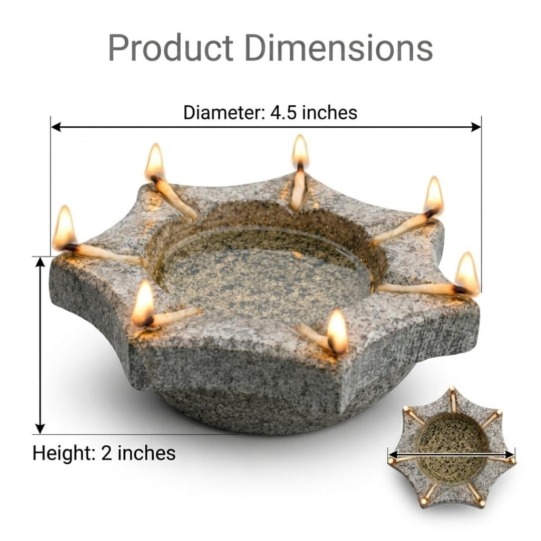 Granite Stone Agal Vilakku – Grey Traditional Oil Lamp, 4.5 Inch