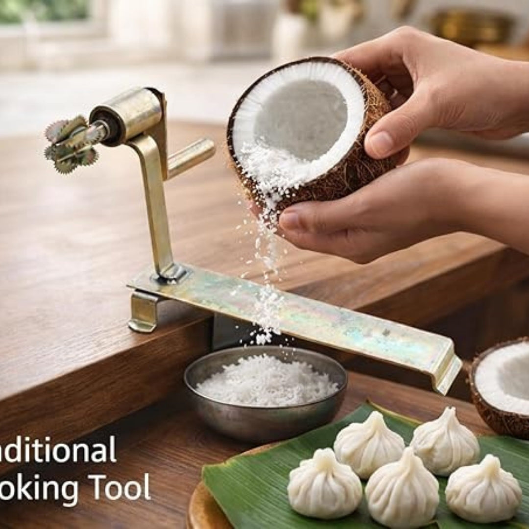Iron Coconut Scraper Manual – Traditional Thengai Thuruvi, 14 Inch