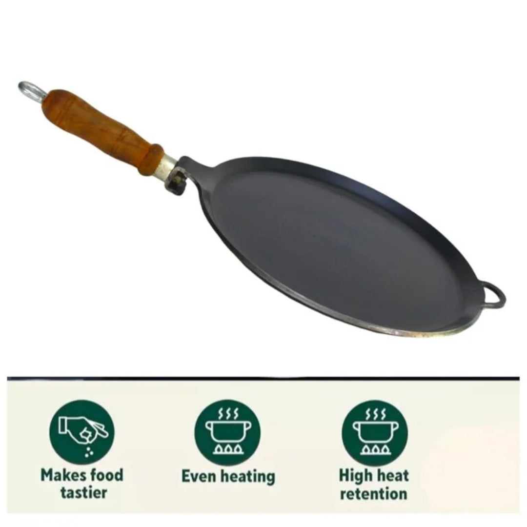 Iron Dosa & Roti Tawa with Wooden Handle – 10 Inch