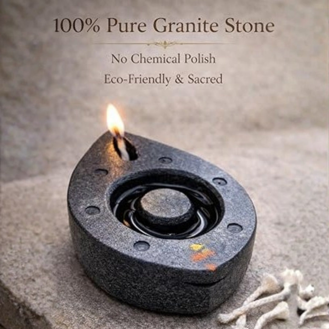 Granite Stone Diya – Handcrafted Traditional Oil Lamp, 3.5 Inch