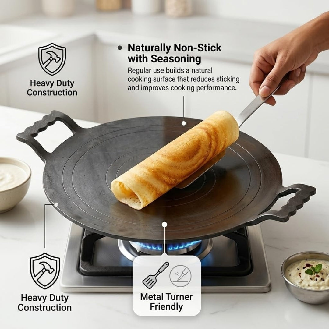 Pure Iron Dosa & Roti Tawa – 12 Inch Concave