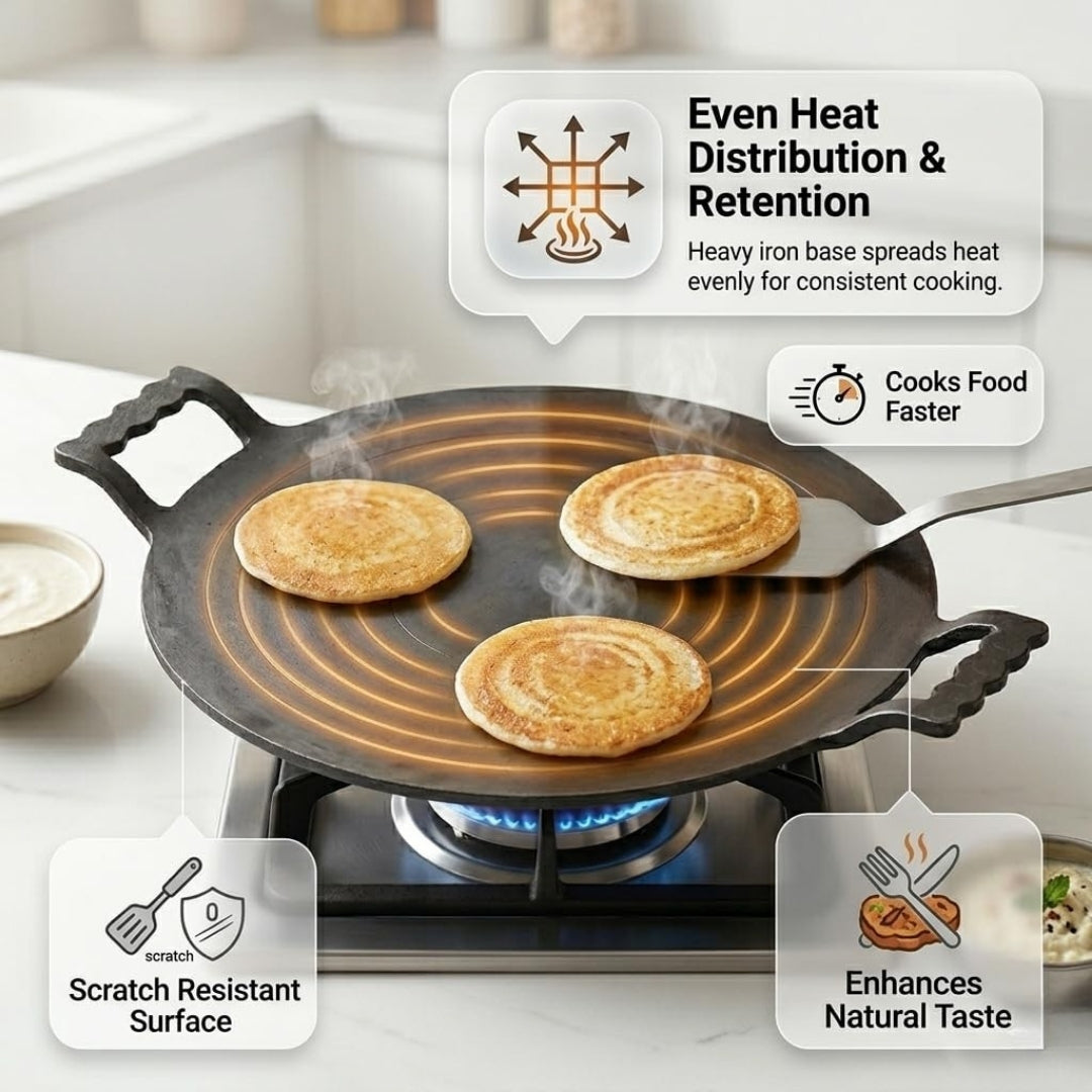 Pure Iron Dosa & Roti Tawa – 12 Inch Concave