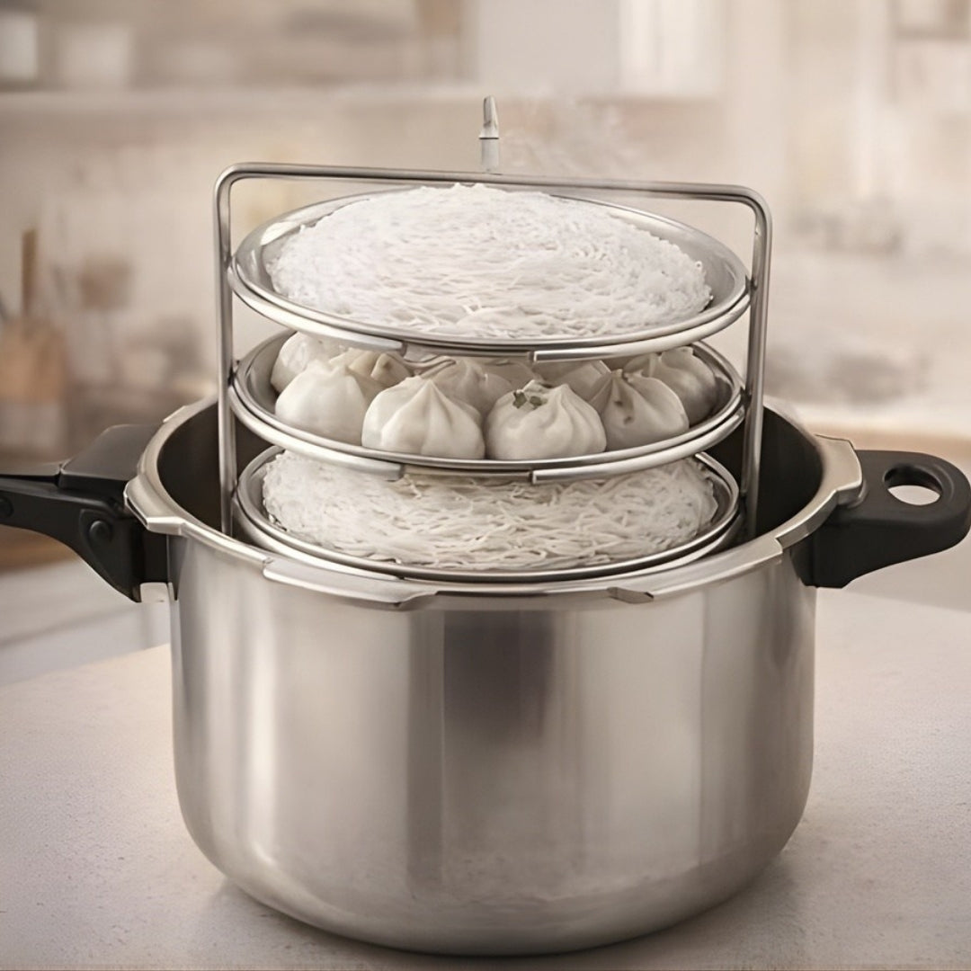 Stainless Steel Idiyappam Plate / Puttu Stand – 4 Plates (Silver)