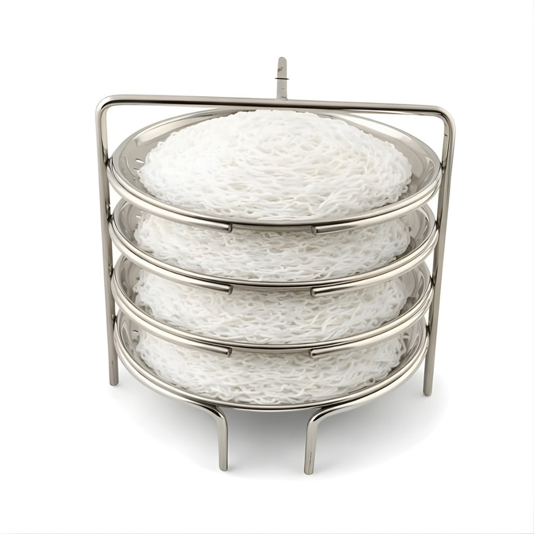 Stainless Steel Idiyappam Plate / Puttu Stand – 4 Plates (Silver)