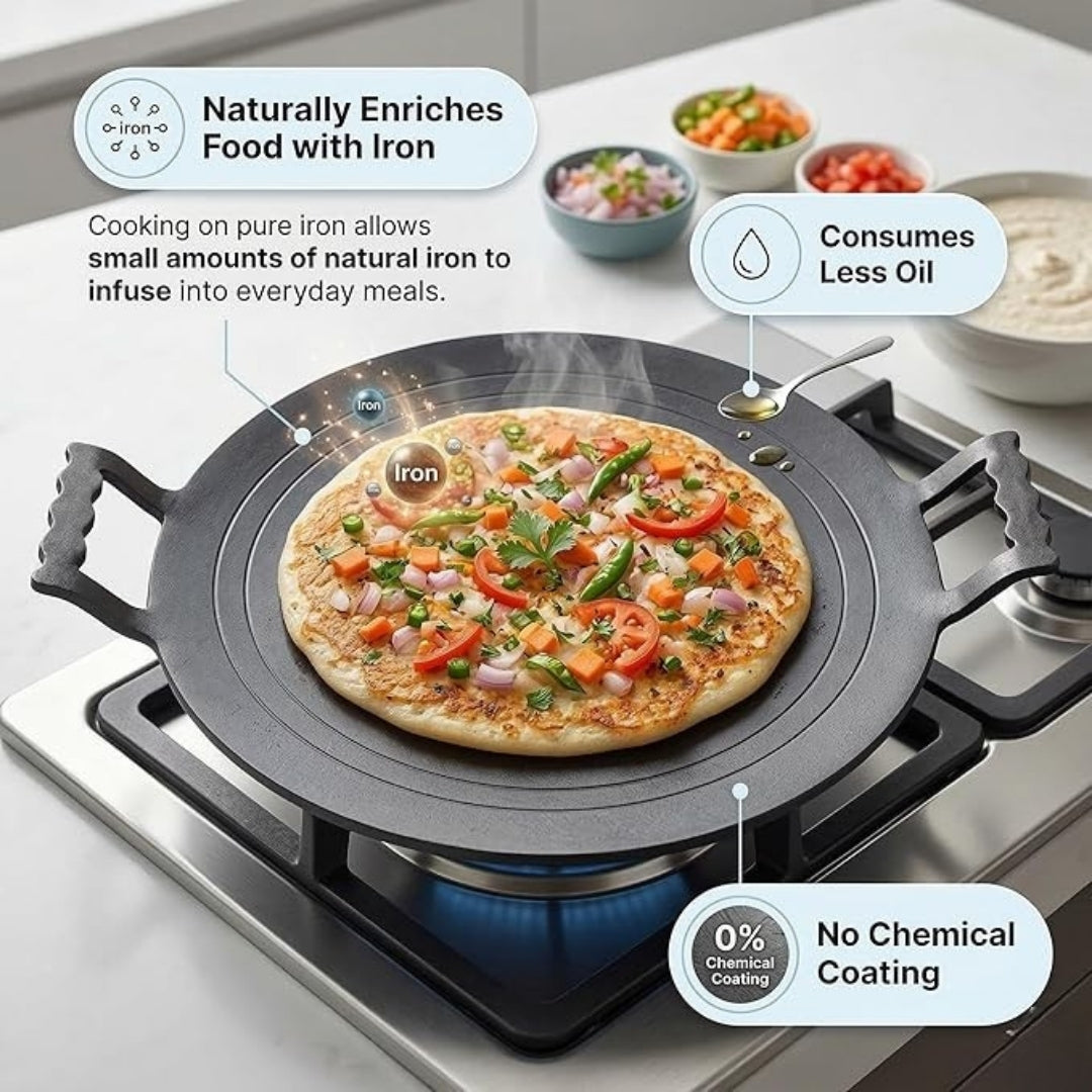 Nakshathra Pure Iron Dosa Tawa – 12 Inch Flat, 5mm Thick