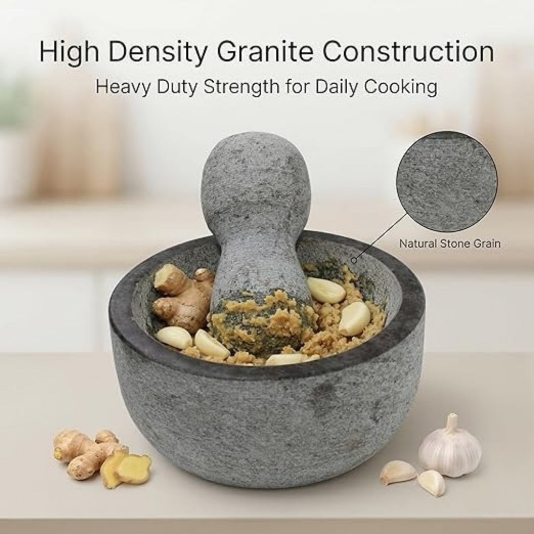 Granite Unpolished Mortar & Pestle Round (8 Inch)