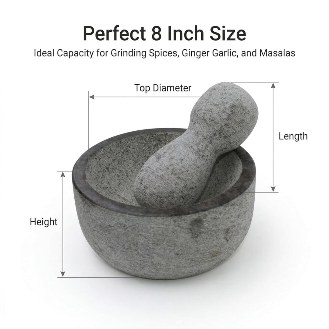 Granite Unpolished Mortar & Pestle Round (8 Inch)