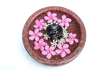 Granite Uruli Bowl Round with Ganesh Design – 10 Inch