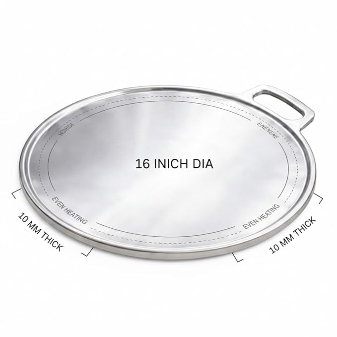 Pre-Seasoned Indolium Dosa Tawa – 16 Inch, 10mm flat with 5mm Raised Border