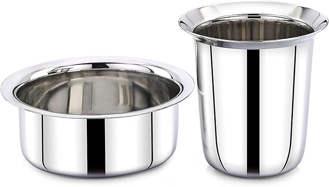 Stainless Steel South Indian Filter Coffee Dabara Set – 160ml, Set of 2