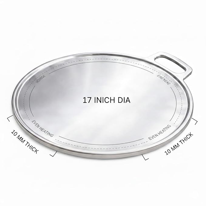 Pre-Seasoned Indolium Dosa Tawa – 17 Inch, 12mm Flat with 5mm Raised Border