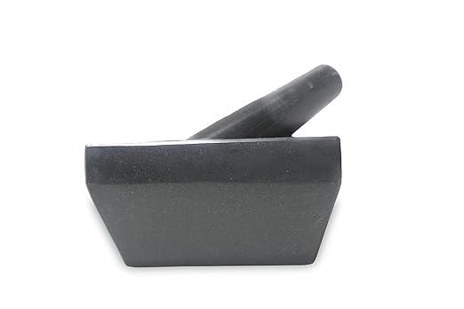 Pure Granite Square Mortar & Pestle (Black, 6 Inch)
