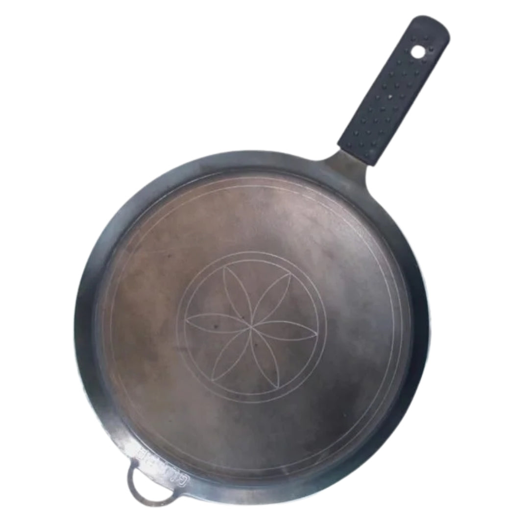 Black Iron Tawa with Silicon Handle – 10 Inch, 4mm