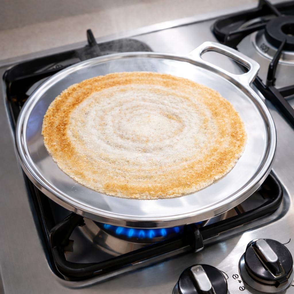 Pre-Seasoned Indolium Dosa Tawa – 14 Inch, 10mm flat with 5mm Raised Border