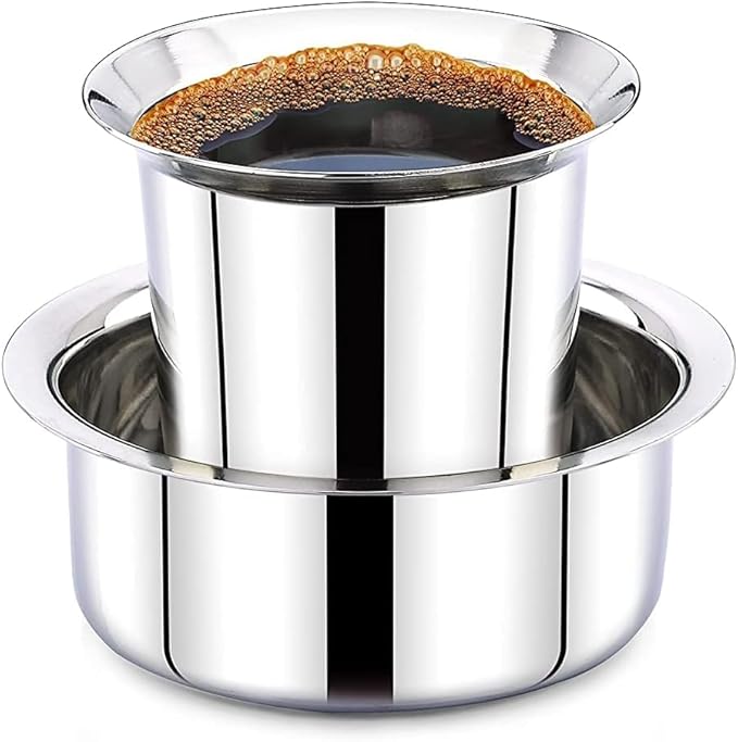 Stainless Steel South Indian Filter Coffee Dabara Set – 160ml, Set of 2