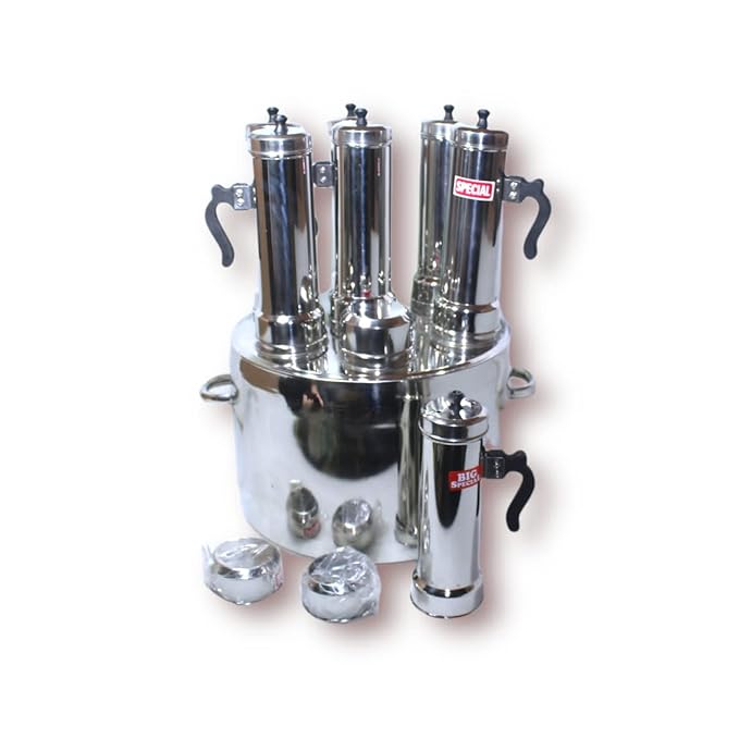 Stainless Steel 7-in-1 Puttu Maker with Steamer Plate & Steel Stick
