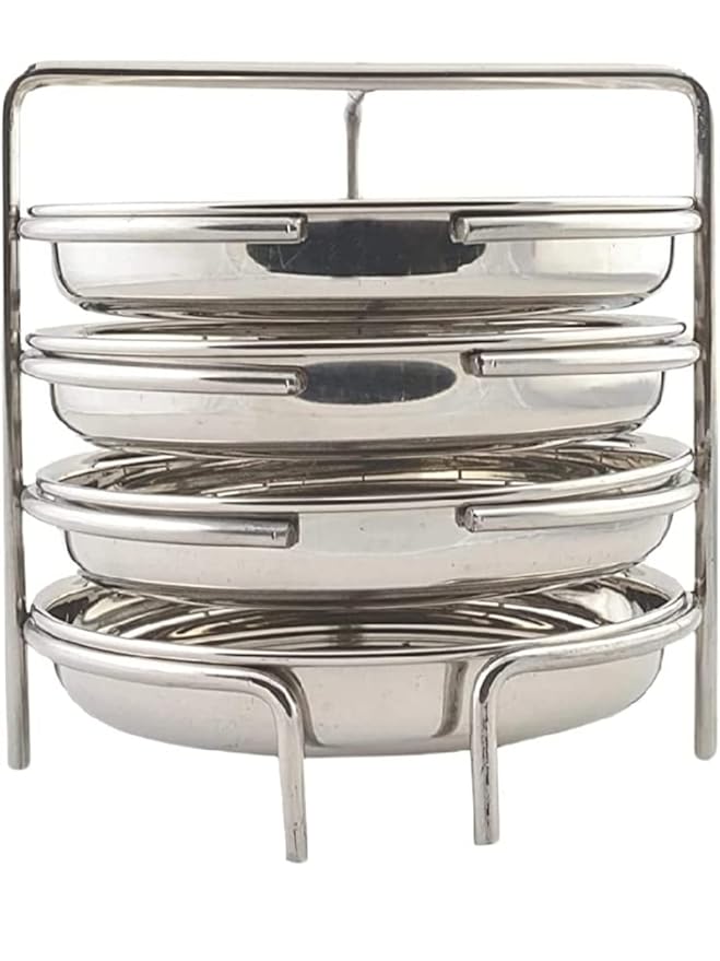 Stainless Steel Thatte Idli Stand with 4 Plates for Pressure Cooker