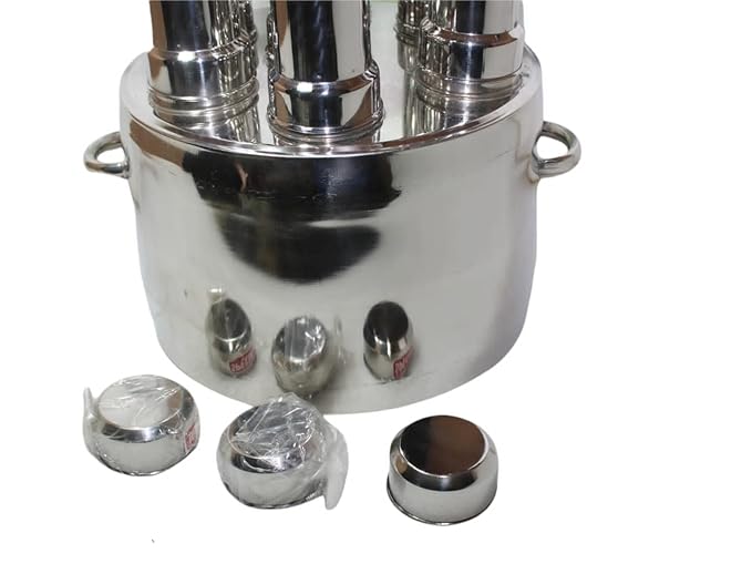 Stainless Steel 7-in-1 Puttu Maker with Steamer Plate & Steel Stick