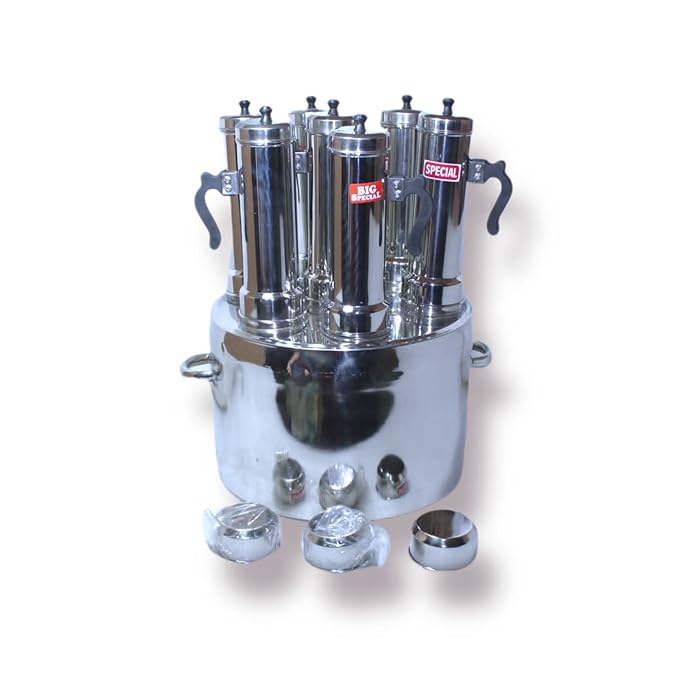 Stainless Steel 7-in-1 Puttu Maker with Steamer Plate & Steel Stick