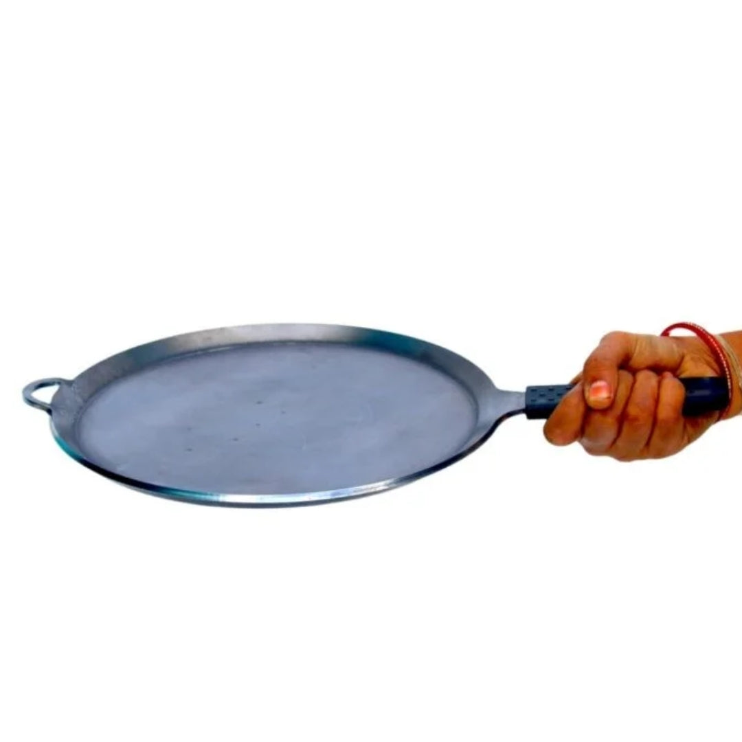 Black Iron Tawa with Silicon Handle – 10 Inch, 4mm