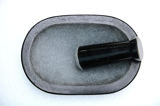 Granite Mortar & Pestle Rectangular (Grey, 9.5x6 Inch)