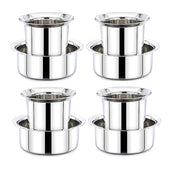 Stainless Steel South Indian Dabara Coffee Set – Silver Finish, Set of 4