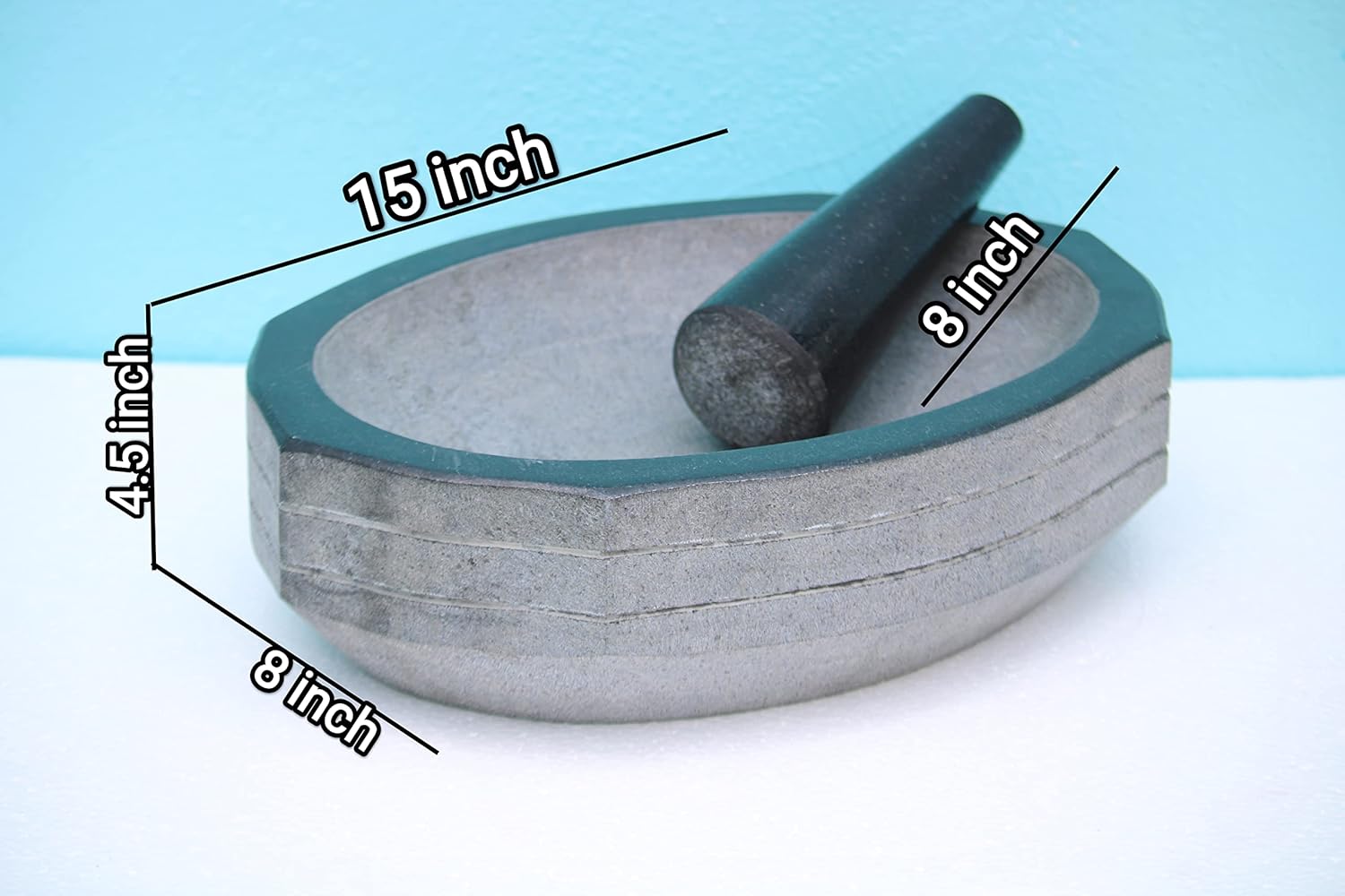 Granite Mortar & Pestle Rectangular (15x8 Inch)