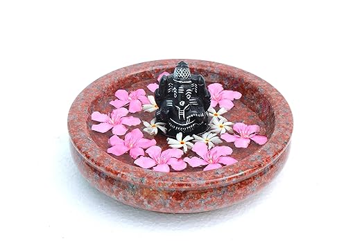 Granite Uruli Bowl Round with Ganesh Design – 10 Inch