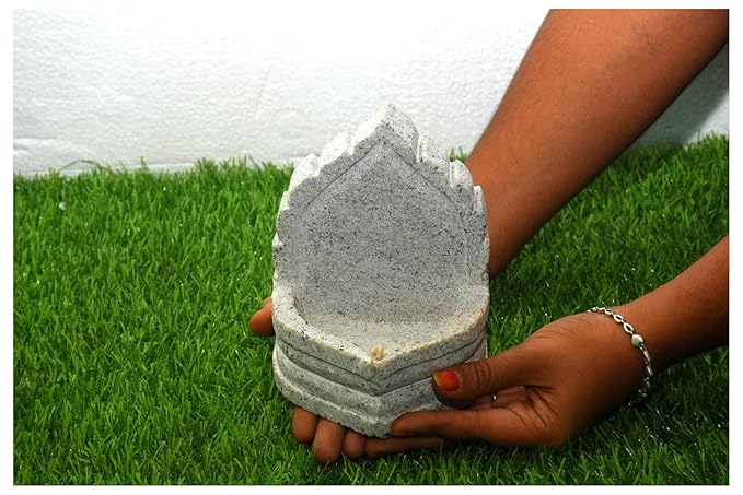 Granite Diya Lamp Square – Grey, 13 cm