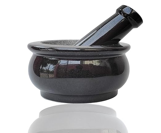 Pure Granite Stone Mortar and Pestle Set -  8 Inch