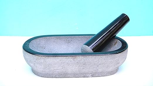 Granite Mortar & Pestle Rectangular (14x6 Inch)