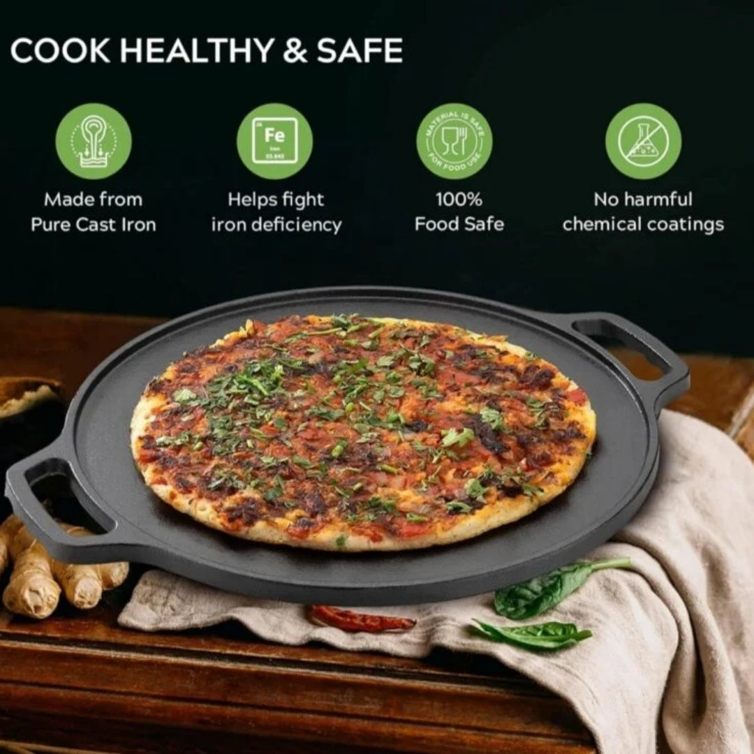 Cast Iron Dosa Tawa – 12 Inch Pre-Seasoned, Induction Friendly