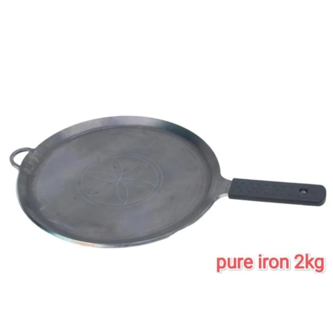 Black Iron Tawa with Silicon Handle – 10 Inch, 4mm