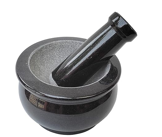 Granite Mortar & Pestle Rectangular (Black, 6 Inch)