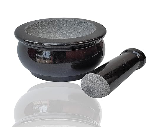 Pure Granite Stone Mortar and Pestle Set -  8 Inch