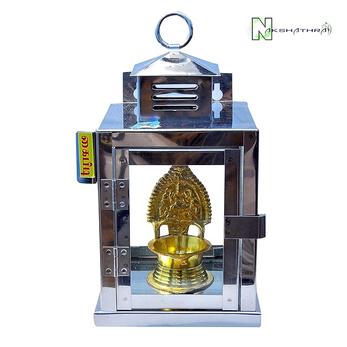 Wall Mounted Brass Oil Lamp with Glass Covers – Golden & Silver