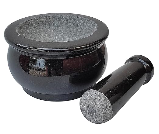 Granite Mortar & Pestle Rectangular (Black, 6 Inch)