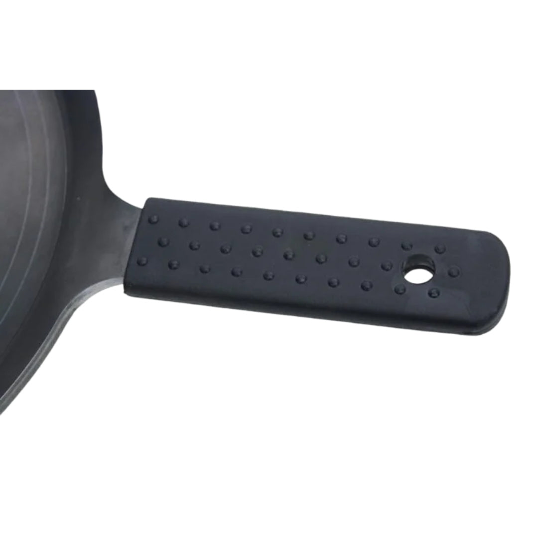 Black Iron Tawa with Silicon Handle – 10 Inch, 4mm