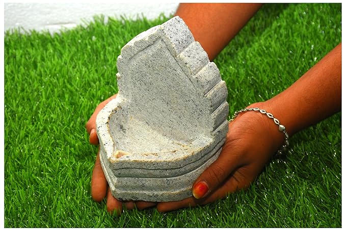 Granite Diya Lamp Square – Grey, 13 cm