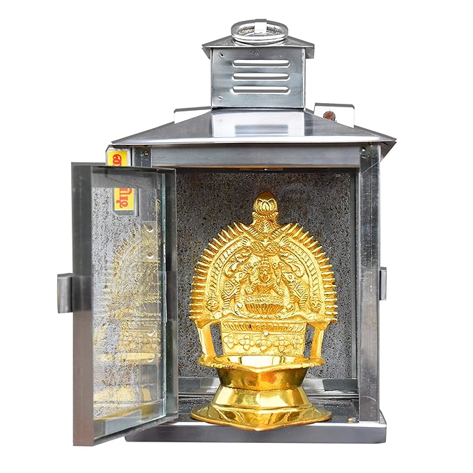 Wall Mounted Brass Oil Lamp with Glass Covers – Golden & Silver