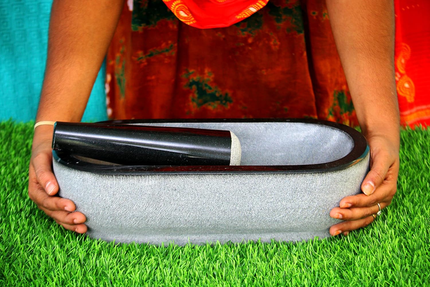 Granite Mortar & Pestle Rectangular (14x6 Inch)